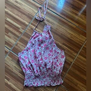 Pink floral halter top size small